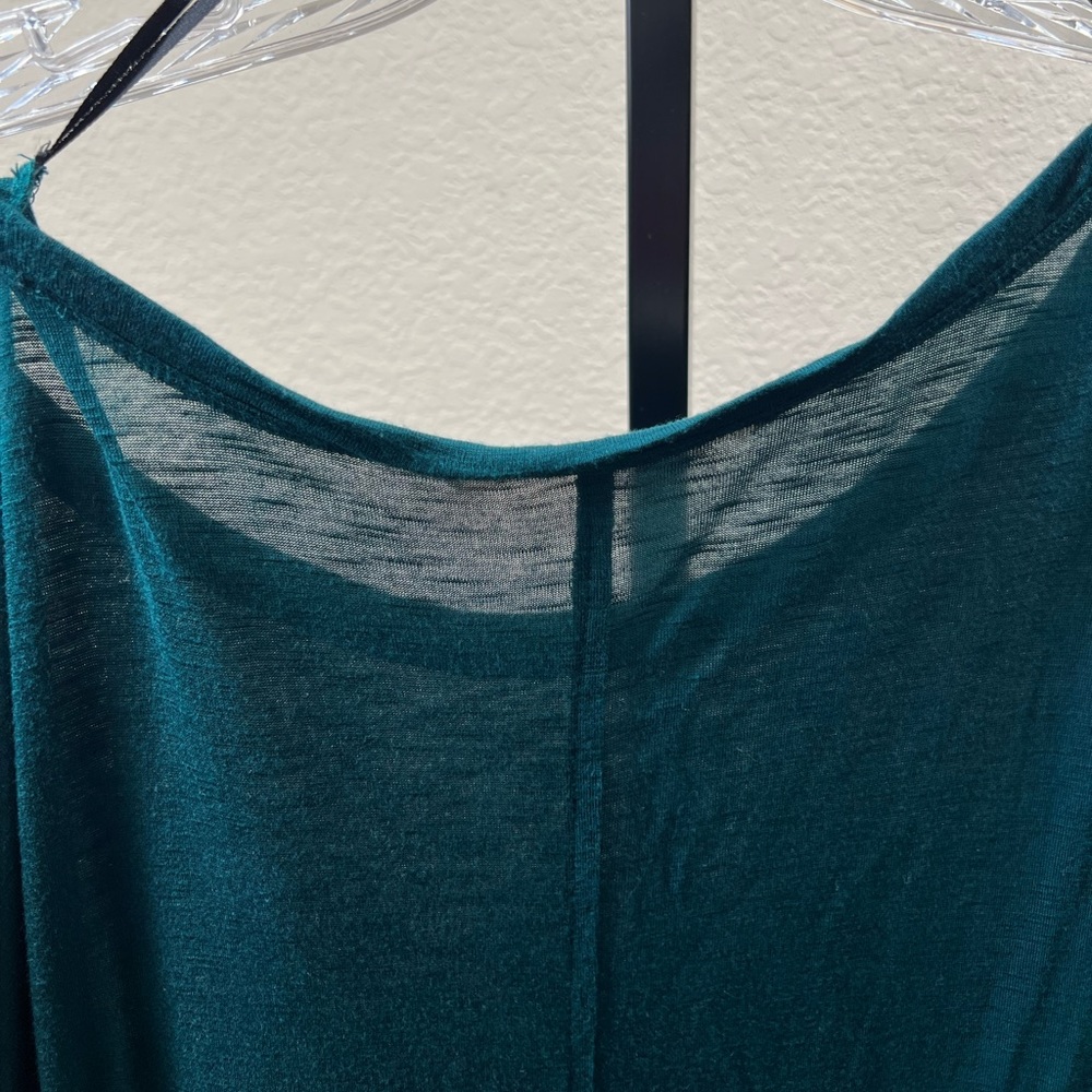 Long Sleeve High Low Top Green Layering Basic Oversized T Shirt Casual Blouse BF - Picture 5 of 17
